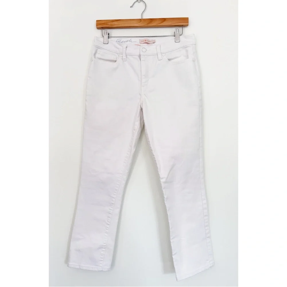 Tory Burch ||‎ Pardon My French Straight Jeans Logo Pocket White 28